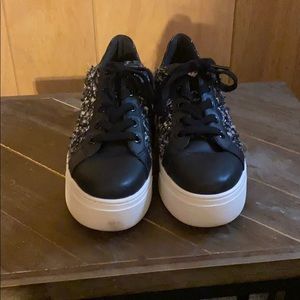 Authentic Micheal Kors Tweed and leather sneakers